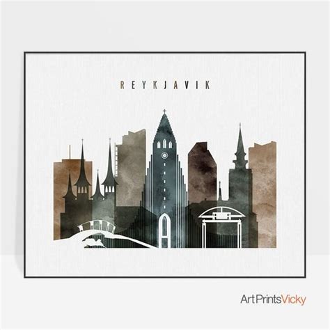 Reykjavik Art Reykjavik Poster Skyline Reykjavik Print | Etsy