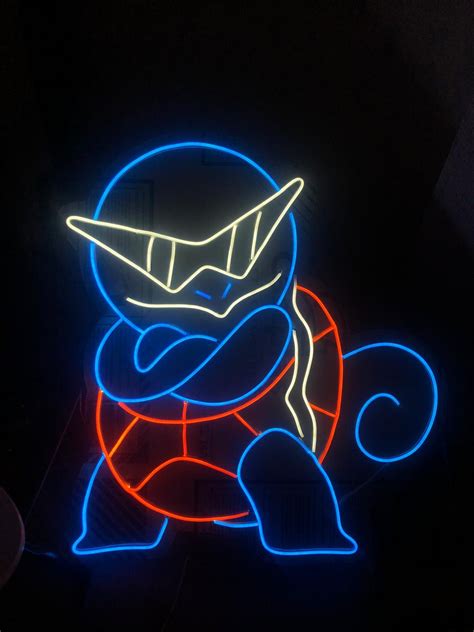 Pokemon Squirtle Neon Sign Kids Room Neon Sign Pokemon Squirtle Wall