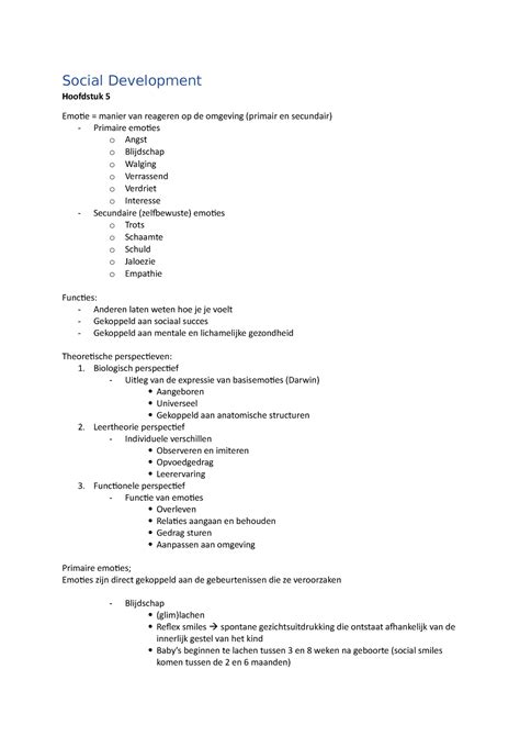 Social Development H Samenvatting Hoofdstuk 2 Social Development