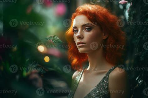 Hot Redhead Woman Palms Generate Ai 28695895 Stock Photo At Vecteezy