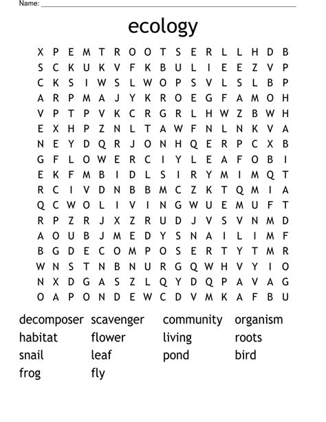 Ecology Word Search WordMint