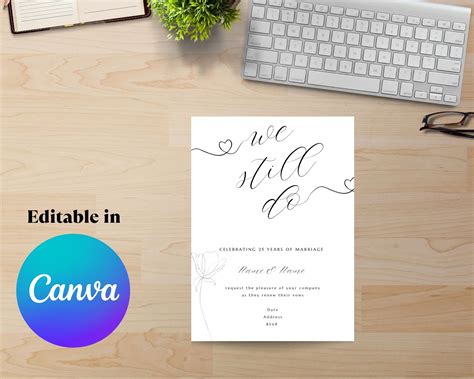 Editable Vow Renewal Invitation Customizable Renewal Of Vows Invite