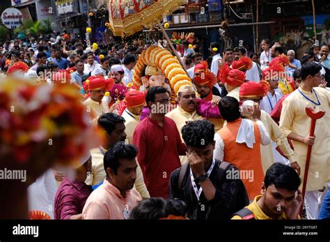 Pune India September 29 2023 Tambdi Jogeshwari Ganpati Palkhi