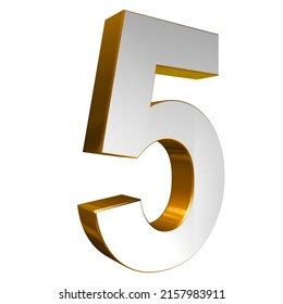 Number Five 3d Render Gold White Stock Illustration 2157983911