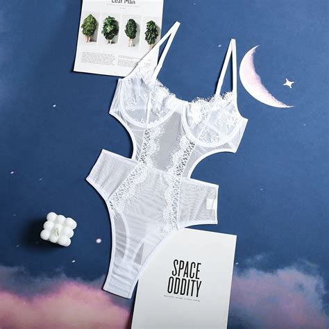 Sexy Lingerie Women Hollow Bra Set Lace Perspective Jumpsuit Deep V Hot Erotic Underwear One