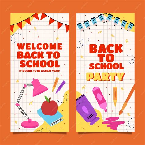 Free Vector Flat Back To School Vertical Banners Set