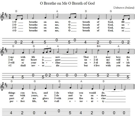 O Breathe On Me O Breath Of God Hymn Sheet Music Mandolin Tab - Tenor ...