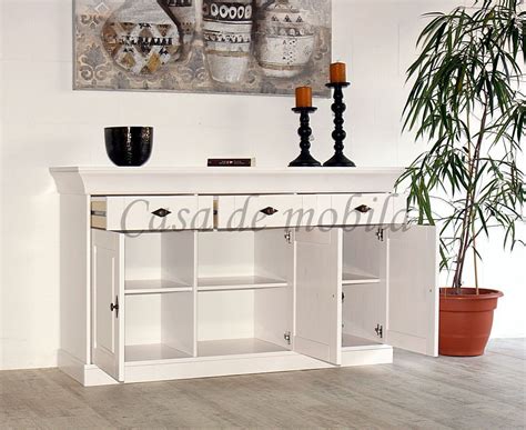 Buffetschrank landhaus 143x197x45cm BERGEN Kiefer massiv weiß lasiert