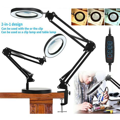 SAYFUT 8X Clip Lighted Table Top Desk Magnifier Lamp LED Light