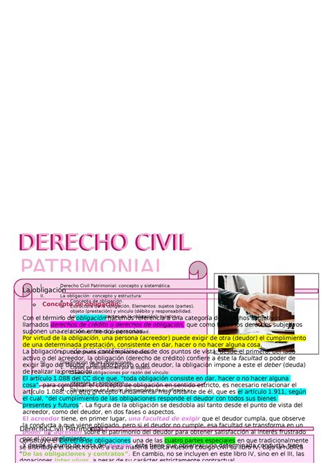 Tema 1 Derecho De Obligaciones Y Contratos 1 I Derecho Civil Patrimonial Concepto Y