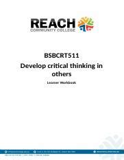 Ns Rc Bsbcrt Develop Critical Thinking In Others Learner