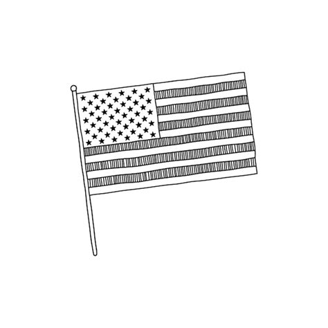 American Flag Black And White Drawing