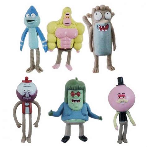 Regular Show Cartoon Mordecai Rigby Benson Muscle Man Boys Pvc Figures