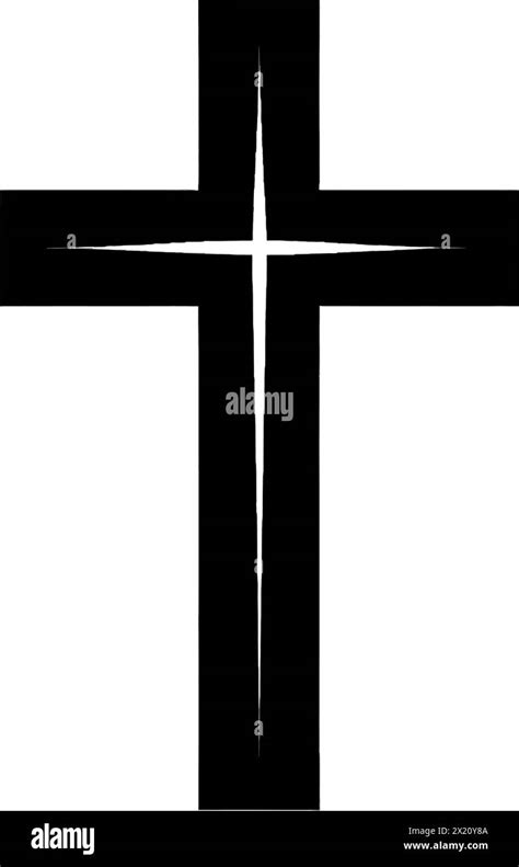 Vector Illustration Of The Holy Cross In Black Silhouette Against A Clean White Background