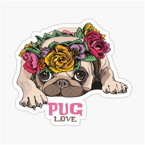 "Pug Love" Sticker for Sale by HeikoK | Redbubble