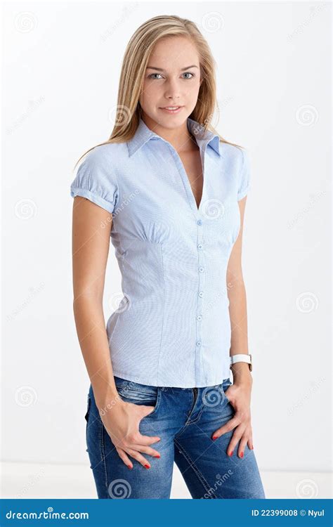 Vrij Het Blonde Glimlachen Stock Foto Image Of Alleen 22399008