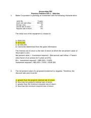 Practice Problem Set 4 Solution 1 Accounting 202 Practice Problem