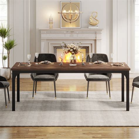 Tribesigns Dining Table, 70.9" Farmhouse Kitchen Dinner Table for 6-8 