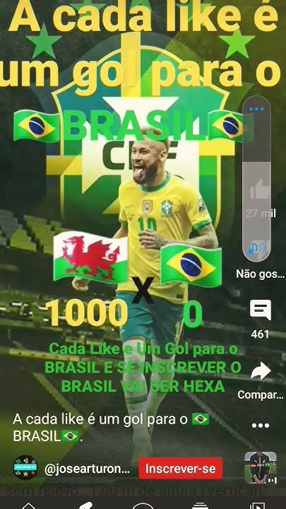 Cada Like E Um Gol Para O Brasil E Se Inscrever O Brasil Vai Ser Hexa Youtube