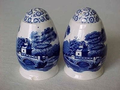 Vtg Copeland SPODE S BLUE TOWER SALT PEPPER SHAKERS Antique Price