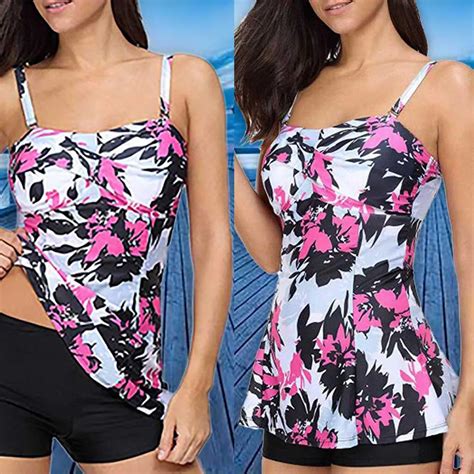 Bikini Sexy Womens Swimming Split Print Swimsuit Swimwear Push Up