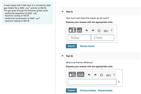 Solved Part A A heat engine with 0.500 mol of a monatomic | Chegg.com