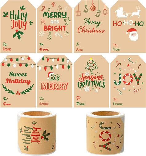 Amazon Haooryx 160Pcs Self Adhesive Kraft Color Christmas Gift