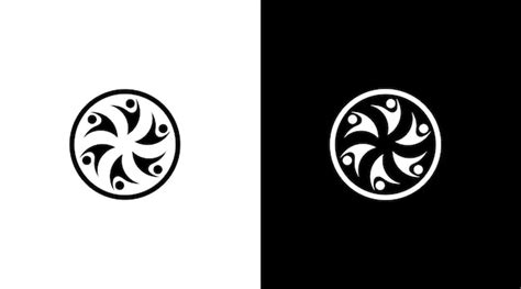 Premium Vector | Community logo people unity black and white icon ...