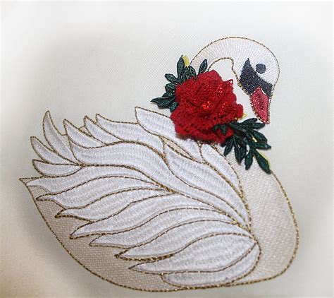 Swan Machine Embroidery Design Swan Embroidery Etsy