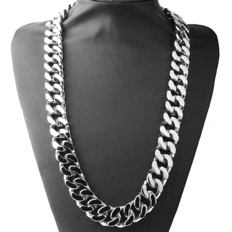 2020 Cuban Link Chain Mens Silver Chain Necklace Luxury Designer Vintage 60cm Long Hip Hop