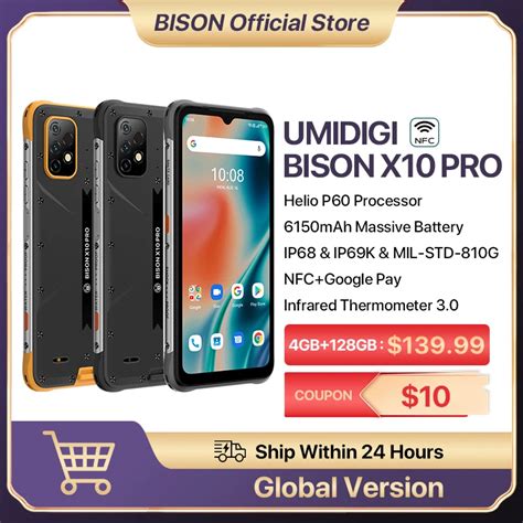 UMIDIGI BISON X10 Pro Smartphone Vers O Global IP68 IP69K NFC 4GB 128GB