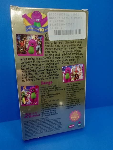 Vhs Barneys Sing And Dance With Barney 1998 Never Seen On Tv 56 Minutes 45986020307 Ebay