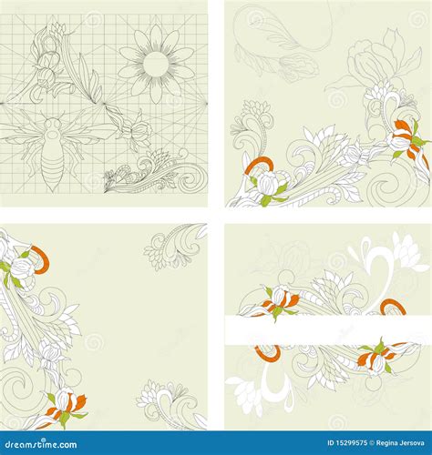 Retro Stylized Background Stock Vector Illustration Of Flores 15299575