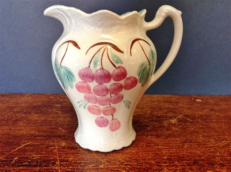 Vintage 1940s Blue Ridge Pottery Helen Grapes Jug Pitcher Hand Painted