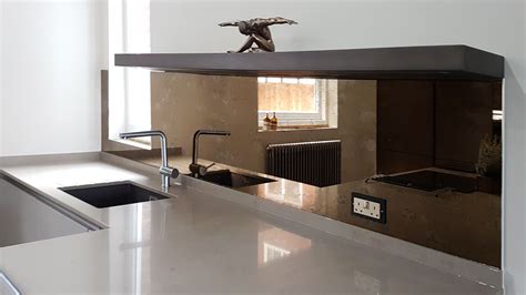 Stunning Bronze Antique Mirror Glass Splashback Glass Splashbacks