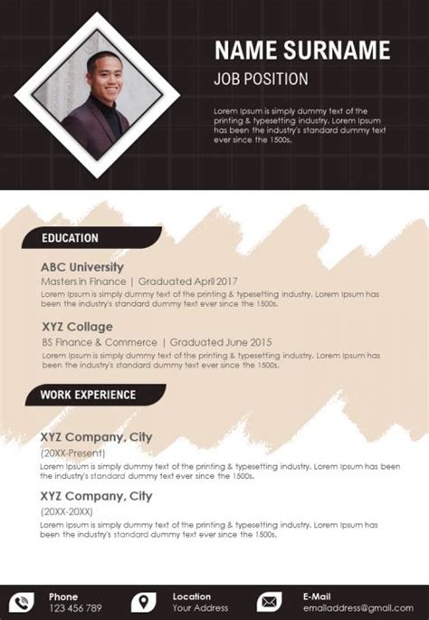 Sample Resume Template With Job Position And Work History ...