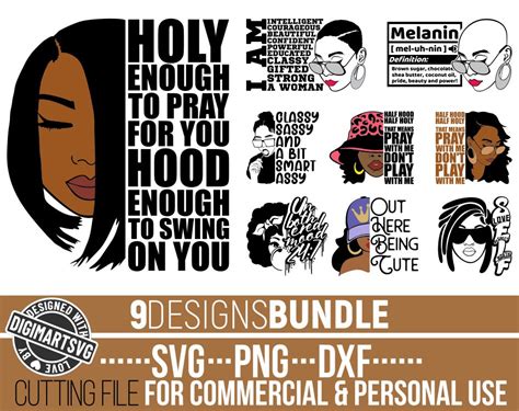 9x Black Woman Svg Bundle I Am A Woman Svg Black Woman Half Etsy