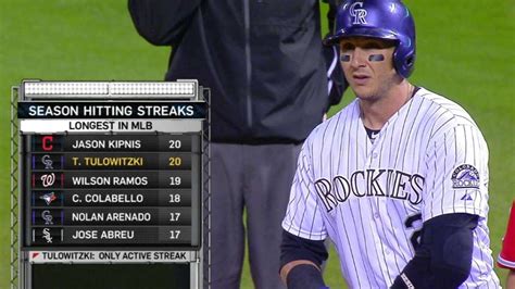 LAA COL Tulo Singles To Extend Hit Streak To 20 YouTube