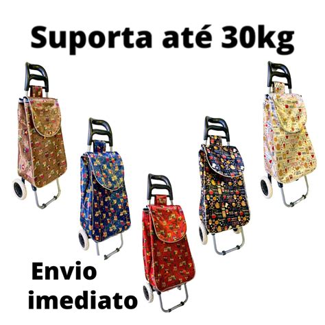 Carrinho De Feira Dobr Vel Multiuso Estampado Suporta At Kg Envio