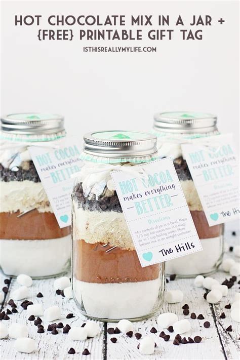 Hot Chocolate Mix In A Jar FREE Printable Hot Cocoa Gift Tag Hot Cocoa Gift Christmas Hot