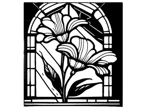 Stained Glass Flower Coloring Page · Creative Fabrica