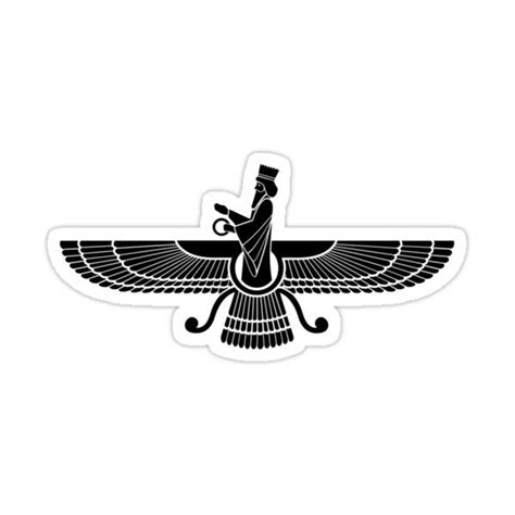 Asho Farohar Fravashi Angel Protector Black White Parsi Irani