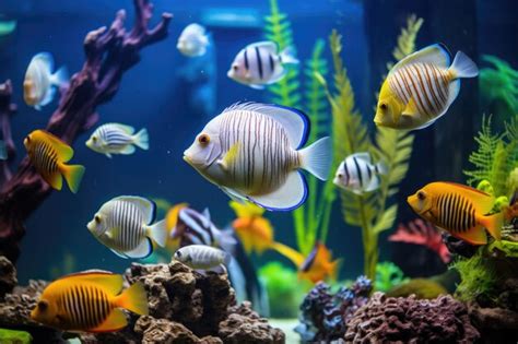 Diferentes Tipos De Peces De Acuario Exóticos En Tanques Separados Foto Premium