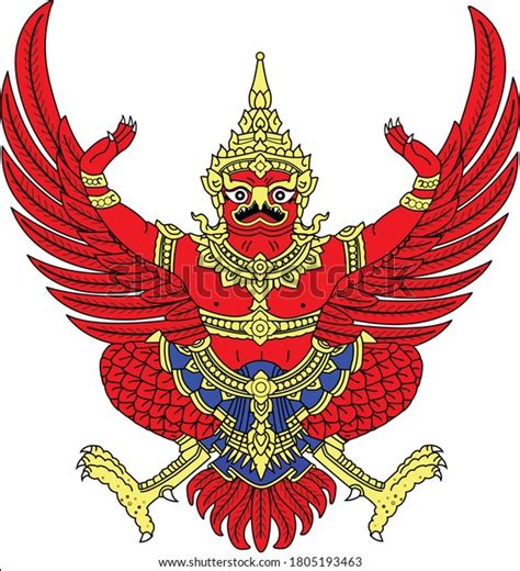 Vector Illustration National Thai Garuda Emblem Stock Vector Royalty