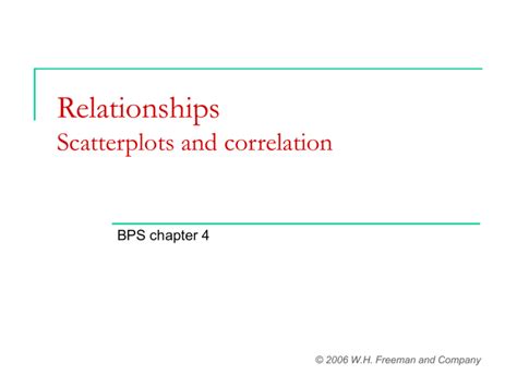 Relationships Scatterplots And Correlation Bps Chapter 4 © 2006 Wh