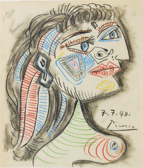 Pablo Picasso 1881 1973 Colored Pencil Sketch Riset