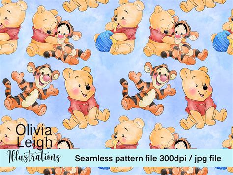 Cute Baby Winnie The Pooh And Tigger Seamless Pattern Digital Etsy Uk