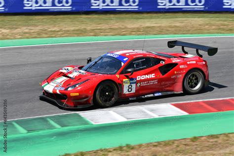 Scarperia IT July 2 2021 Ferrari 488 GT3 Evo Of Team AF Corse Drive