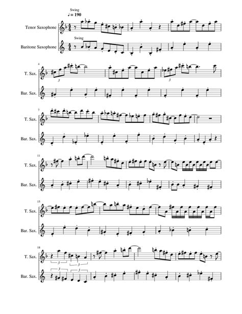 Super Mario 2 Overworld Theme Sheet Music For Saxophone Tenor