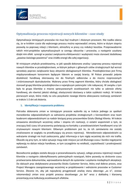 Optymalizacja Proces W Biznesowych Przyk Ad Pdf